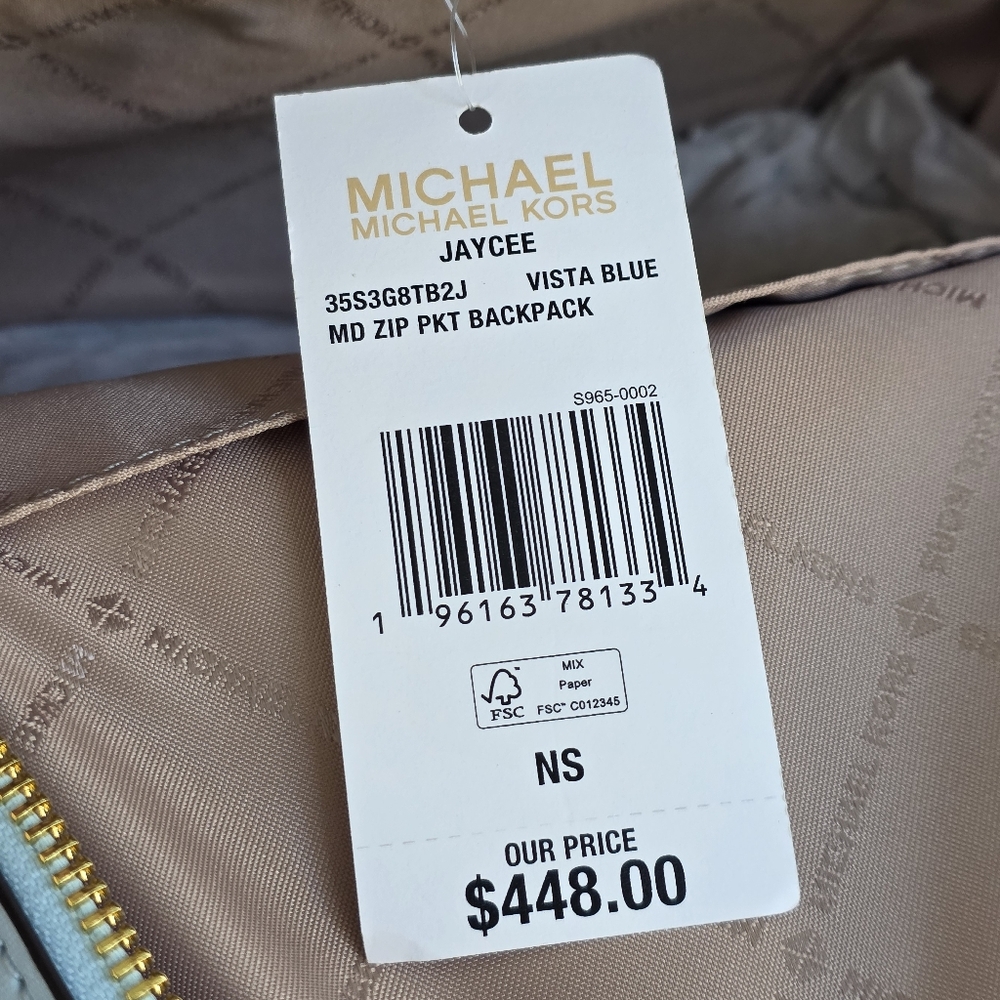 Michael Kors Jayce Logo Medium Blue Backpack - Picture 9 of 11